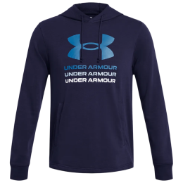 Herren-Sweatshirt Under Armour Rival Terry Graphic Hood blau