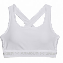Büstenhalter Under Armour Crossback Mid Bra weiß White / White / Halo Gray