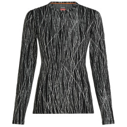 Damen-Funktionsshirt Icebreaker Women Merino 260 Tech Vertex LS Crewe Delta Lines AOP schwarz/weiß Black/Snow/J