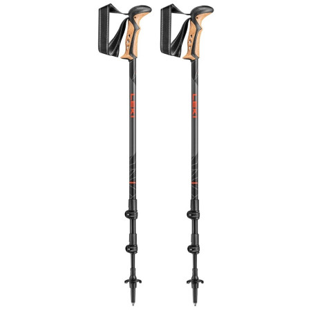 Trekkingstöcke Leki Khumbu schwarz dark anthracite-white-bright red