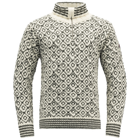 Pullover Devold Svalbard Wool Zip Neck weiß/grau OFFWHITE/ANTHRACITE