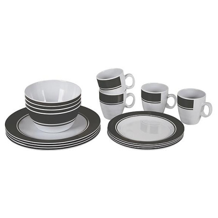 Geschirrset Bo-Camp Dinner set 16 weiß/grau White/Gray