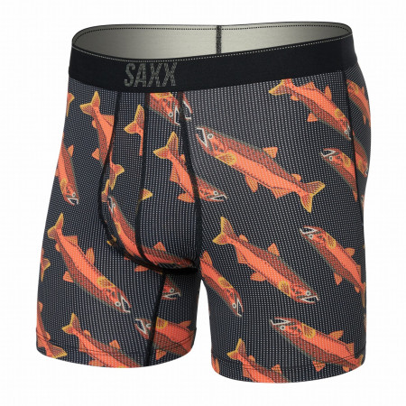 Boxershorts Saxx Quest Qdm Boxer Brief Fly schwarz/orange coho-black