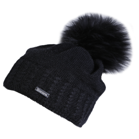 Damenmütze Sherpa Gaia Merino schwarz mel black