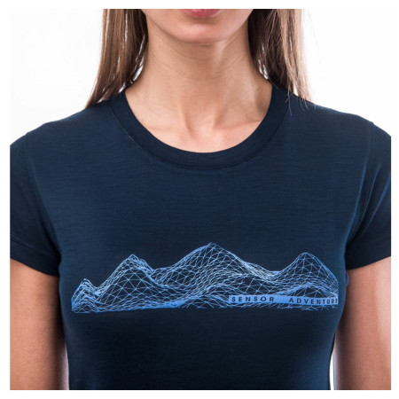 Damen-Funktionsshirt Sensor Merino Active Pt Mountains Deep Blue