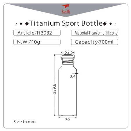 Flasche Keith Titanium Titanium Sport Bottle 700 ml