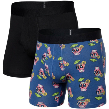 Boxershorts Saxx Droptemp Cooling Cotton Bb Fly 2Pk blau drunken skulls/black