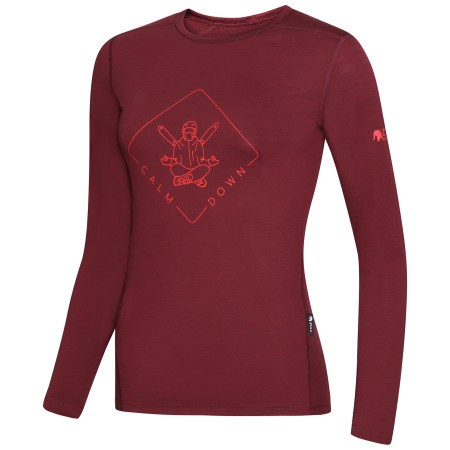 Damen-T-Shirt Zulu Merino Buddha 160 Long weinfarbe Wine