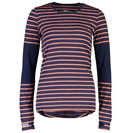 Damen-Funktionsshirt Mons Royale Cornice LS blau/rot AlpineStripe