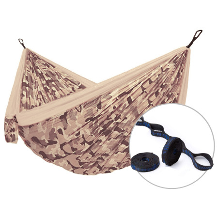 Hängematte Hamaka.eu Camping single + Slap Strap hellbraun Sahara