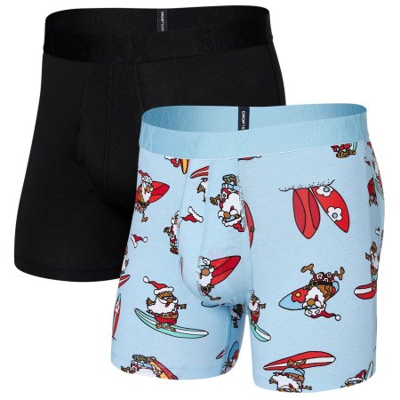 Boxershorts Saxx Droptemp Cooling Cotton Bb Fly 2Pk blau/schwarz surfs up/black