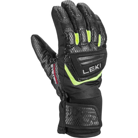 Skihandschuh Leki WCR Team 3D Junior schwarz/grün black-ice lemon