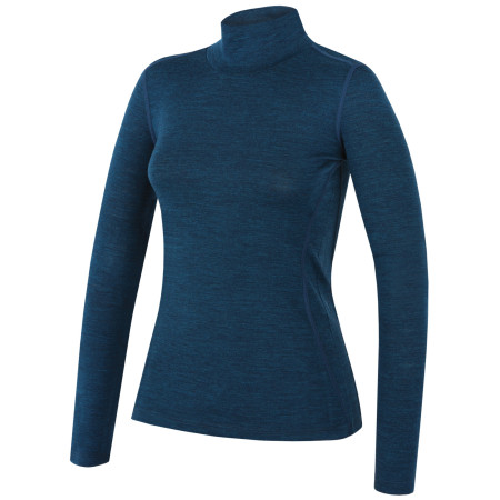Damen-Rollkragenpullover MOOA MerinoSilk Collar 160 blau lagoon blue melange