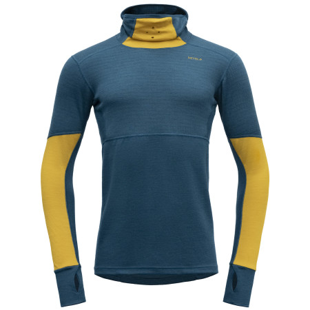 Herren Funktions-Sweatshirt Devold Expedition Arctic Pro Hoodie blau/gelb Flood