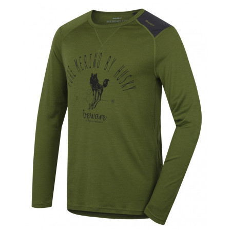 Herren-Funktionsshirt Husky Merino 100 dl. rukáv Sheep grün Green
