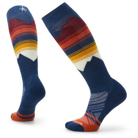 Ski-Socken Smartwool W Ski Targeted Cushion Pattern OTC 2023 blau/orange alpine blue