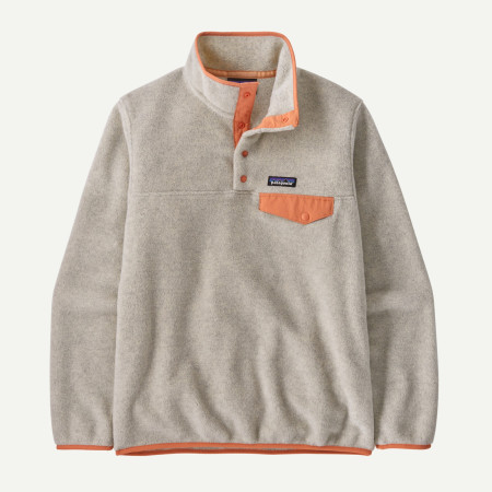 Damen-Sweatshirt Patagonia W's LW Synch Snap-T P/O beige Oatmeal Heather w/Heirloom Peach