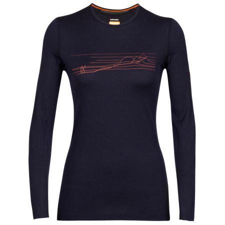 Damen-Funktionsshirt Icebreaker 200 Oasis LS Crewe Ski Stripes dunkelblau midnight navy