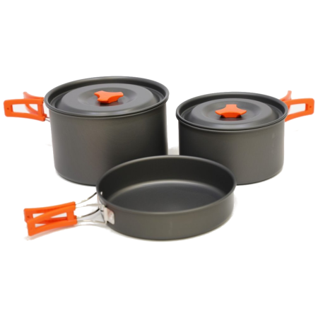 Geschirrset Vango Hard Anodised 4 Person Cook Kit schwarz/orange grey