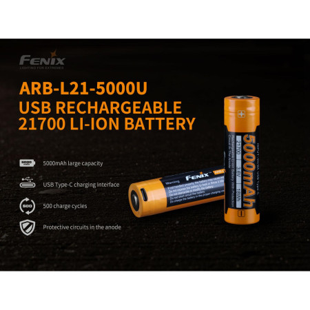 Akkumulator Fenix 21700 5000 mAh s USB-C (Li-Ion)