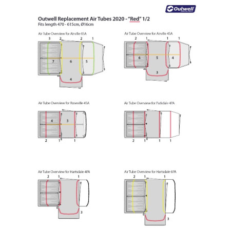 Ersatzschlauch Outwell Air Repair - Tube kit 2 (red)