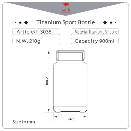 Flasche Keith Titanium Titanium Sport Bottle 900 ml