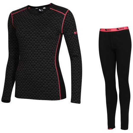 Damen Funktionsset Zulu Merino 240 Long schwarz/rosa Black/Pink