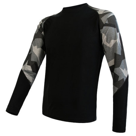 Herren-Funktionsshirt Sensor Merino Impress Langarm schwarz Black/Camo