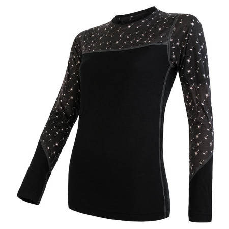 Damen-Funktionsshirt Sensor Merino Impress (long sleeve) schwarz Black/Pattern