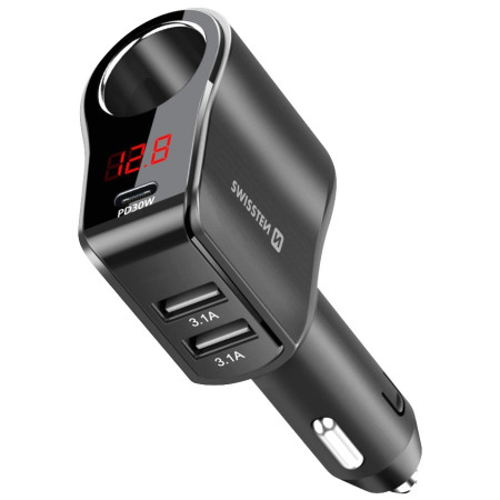 Auto-Adapter Swissten Car Adapter Compact 108W - 216W schwarz