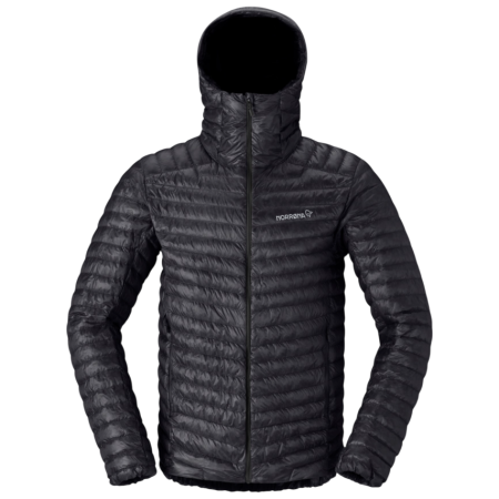 Herren-Daunenjacke Norrona trollveggen down800 super light Hood schwarz Caviar Black