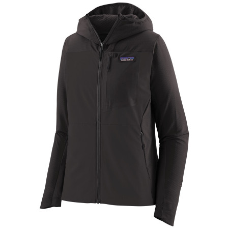 Damen-Softshell-Jacke Patagonia R1 CrossStrata Hoody schwarz Black