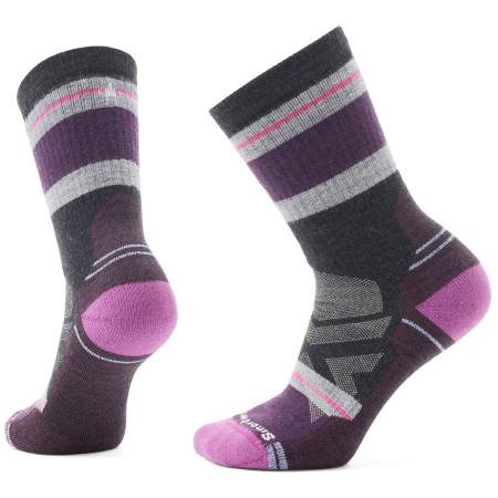 Damensocken Smartwool W Hike Full Cushion Saturnsphere Crew schwarz/lila Charcoal