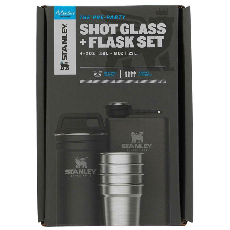 Geschenkset Stanley Plazatka 230ml + 4 Stück Schnapsglas schwarz BlackMat