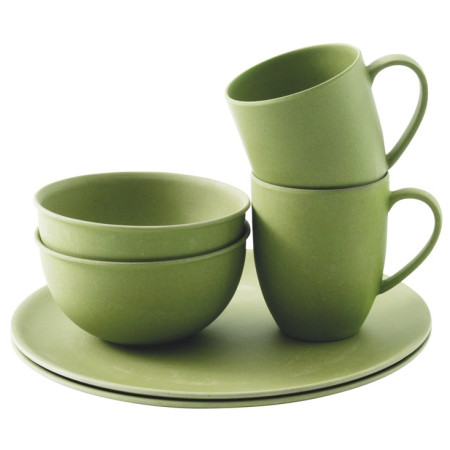 Geschirrset Outwell Bamboo Dinner Set 2 persons grün