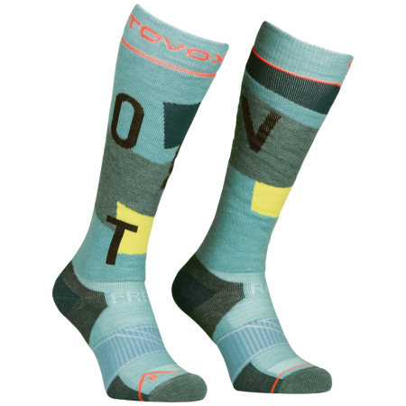 Damen-Kniestrümpfe Ortovox Freeride Long Socks Cozy Women's hellblau Ice Waterfall