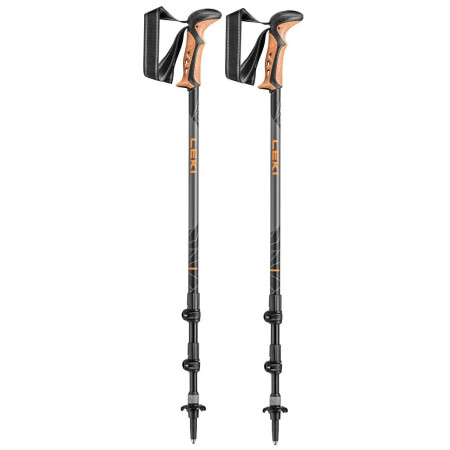 Trekkingstöcke Leki Khumbu AS schwarz dark anthracite-orange-black
