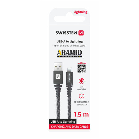 Lade- und Datenkabel Swissten Aramid Reinforced USB/Lightning 1,5 m