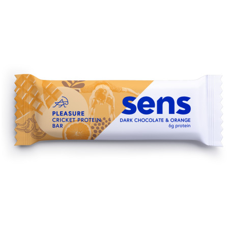 Riegel mit Grillenmehl Sens Dunkle Schokolade & Orange