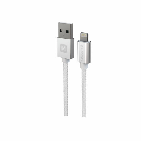 Lade- und Datenkabel Swissten Textile USB / Lightning 1,2 m silber stříbrná