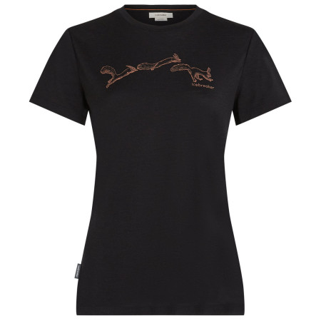 Damen-T-Shirt Icebreaker W Mer 150 Tech Lite SS Tee Airbourne Squ schwarz BLACK