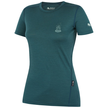 Damen-T-Shirt Zulu Merino Fire 160 Short petrolfarbe petrol