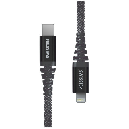 Lade- und Datenkabel Swissten Kevlar USB-C/Lightning 1,5 m dunkelgrau Antracit