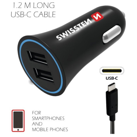 Auto-Adapter Swissten Car Charger + USB-C Cable