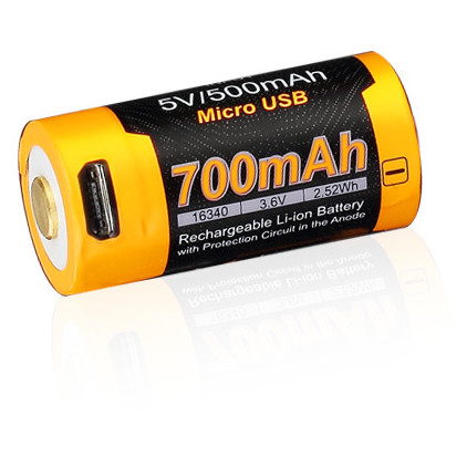 Wiederaufladbare Batterien Fenix RCR123A / 16340 High Current schwarz