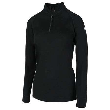 Damen-T-Shirt Zulu Merino 160 Zip Long schwarz Black