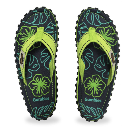 Damen Flip-Flops Gumbies Lime Hibiscus grün zelená