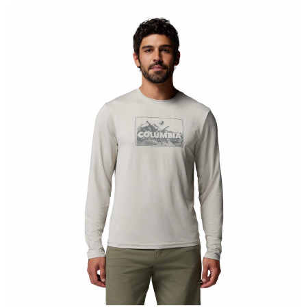 Herren-T-Shirt Columbia Parsons Point™ Ls Graphic Tee beige Dark Stone Heather Framed Peakscape