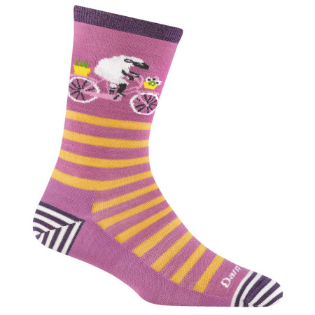 Damensocken Darn Tough Animal Haus Crew rosa/gelb lilac