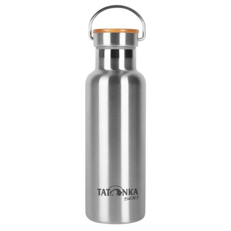 Edelstahl-Thermoflasche Tatonka Hot + Cold Stuff Bamboo Lid 500 silber